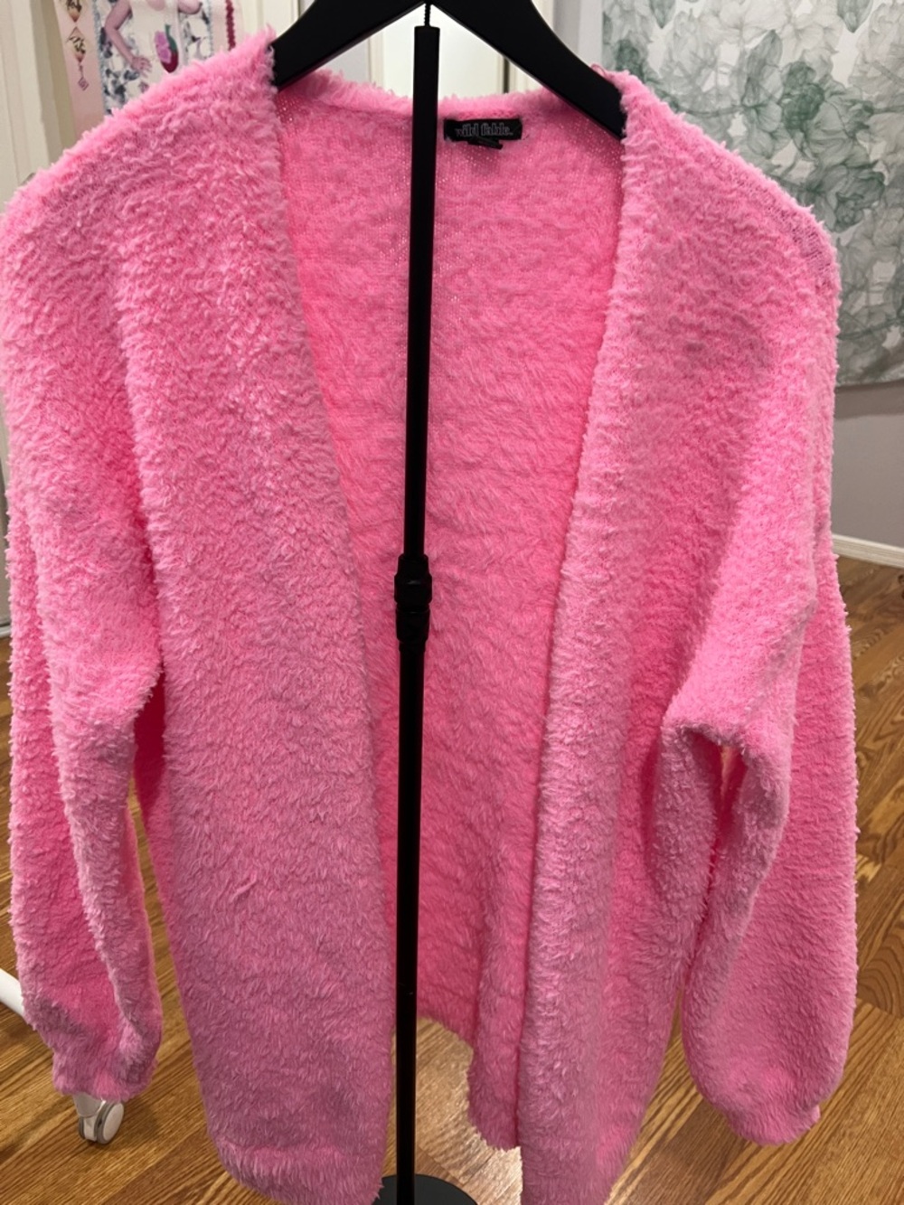 wild fable Plush Open-Front Pink Cardigan